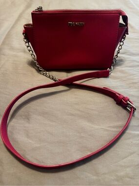 Steve Madden Hot Pink Chain-Trim Crossbody Bag